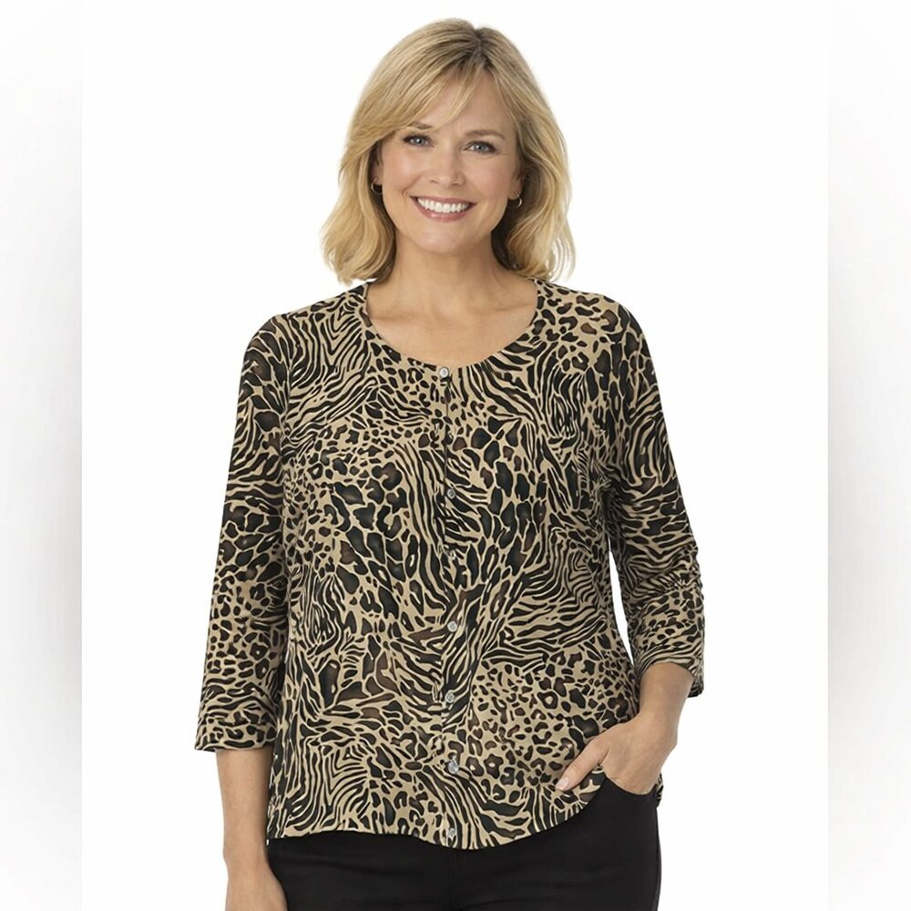 Cable & Gauge Animal Print Cardigan size S